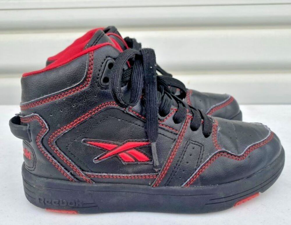 Boys Reebok High Top Sneakers Red And Black Basketball Street - US Kids Size 1